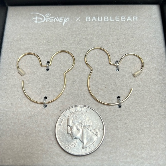 Disney X BaubleBar Mickey Mouse Silhouette Head Earrings Wire Hoop Outli… - Picture 3 of 5